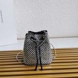 Designer Prada Best Quality 1NR016 Crystal Embellished Satin Mini-pouch Bag
