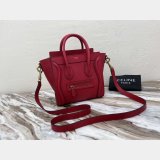 Celine Best Quality Red Luggage Nano Shopper 168243 Women's Leather