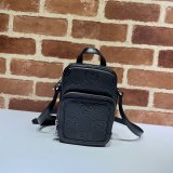 Gucci Knockoff 658553 Luxury GG embossed mini bag in black/white leather