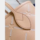 Louis Vuitton Neverfull MM Monogram Empreinte M45686 Apricot Embroidery Thread Bag