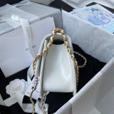 Designer Best Quality Calfskin & Gold-Tone Metal White Mini Flap AS2615 Bag