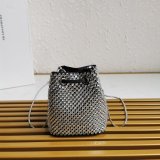 Designer Prada Best Quality 1NR016 Crystal Embellished Satin Mini-pouch Bag