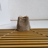 Designer Prada Best Quality 1NR016 Crystal Embellished Satin Mini-pouch Bag