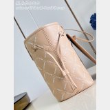 Louis Vuitton Neverfull MM Monogram Empreinte M45686 Apricot Embroidery Thread Bag