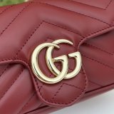 Gucci Best Quality Rosso Ancora GG Marmont Red Matelassé Chevron 476433/446744/443497 Bag