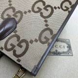 Tote Gucci Best Quality bag with jumbo GG 678839 camel and ebony GG Canvas