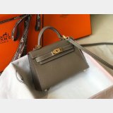 Best Quality Hermes Mini Kelly Epsom leather Earthy Gray Bags