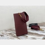 Women's Sangle bucket Best Quality Celine bag Wine red grained calfskin