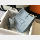 Hermes Best Quality Evelyne Mini TPM Taurillon Clemence blue lin