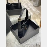 Best Quality Saint Laurent Shoulder Hobo crocodile-embossed shiny leather Black 657228 Handbags