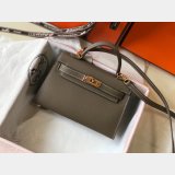 Best Quality Hermes Mini Kelly Epsom leather Earthy Gray Bags