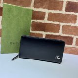 Gucci Best Quality 428736 UK Black Zip Around Wallet Purse Plated