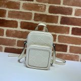 Gucci Knockoff 658553 Luxury GG embossed mini bag in black/white leather