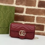 Gucci Best Quality Rosso Ancora GG Marmont Red Matelassé Chevron 476433/446744/443497 Bag