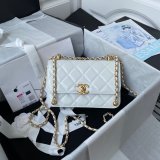 Designer Best Quality Calfskin & Gold-Tone Metal White Mini Flap AS2615 Bag