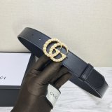 Gucci Best Quality Leather belt with pearl Buckle