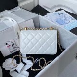 Designer Best Quality Calfskin & Gold-Tone Metal White Mini Flap AS2615 Bag