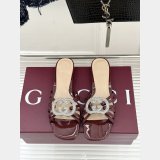 Women's slide with crystal Interlocking G Flat