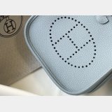 Hermes Best Quality Evelyne Mini TPM Taurillon Clemence blue lin