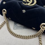 Black Velvet 443497 Gucci GG Marmont Matelassé Shilder Best Quality Bag