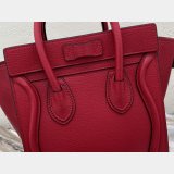Celine Best Quality Red Luggage Nano Shopper 168243 Women's Leather