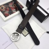 7 Star Gucci 37mm Best Quality Interlocking G-Buckle Leather black Belt