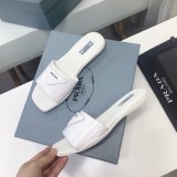 Best Quality  Prada Leather Logo Flat Slide Sandals