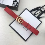 AAA+ Gucci Best Quality Leather Belt With Double G Red Buckle