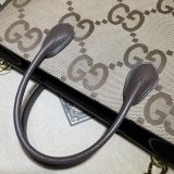 Tote Gucci Best Quality bag with jumbo GG 678839 camel and ebony GG Canvas