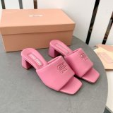 Miu Miu Best Quality Bread Slippers Heel Sandals Shoes