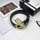 Luxury Gucci 35mm Buckle Black leather belt Luxury Goods