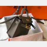 Best Quality Hermes Mini Kelly Epsom leather Earthy Gray Bags
