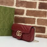 Gucci Best Quality Rosso Ancora GG Marmont Red Matelassé Chevron 476433/446744/443497 Bag