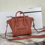 Best Quality Celine Pink Nano Luggage bag in drummed calfskin