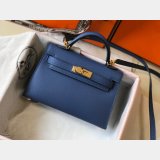 Hermes Blue Mini Kelly Best Quality Handbag Epsom leather