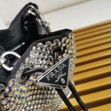 Designer Prada Best Quality 1NR016 Crystal Embellished Satin Mini-pouch Bag