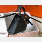 Hermes Mini Kelly Black Best Quality Handbag Epsom leather