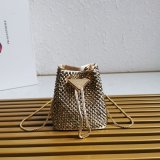 Designer Prada Best Quality 1NR016 Crystal Embellished Satin Mini-pouch Bag