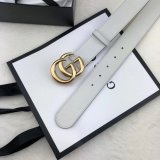 Best Gucci Best Quality Leather Belt With Double G White Buckle