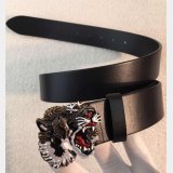 Gucci Best Quality Leather belt with tiger buckle black