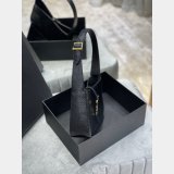 Best Quality Saint Laurent Shoulder Hobo crocodile-embossed shiny leather Black 657228 Handbags