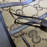 7 Star Gucci Backpack Best Quality 678829 with jumbo GG in camel and ebony GG canvas