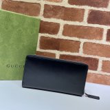 Gucci Best Quality 428736 UK Black Zip Around Wallet Purse Plated
