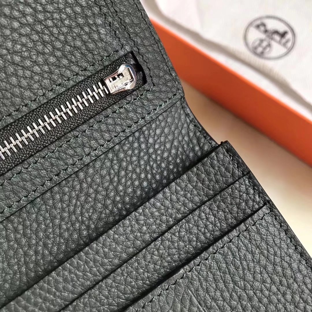 Hermes Bearn Bifold Wallet Togo Leather Black