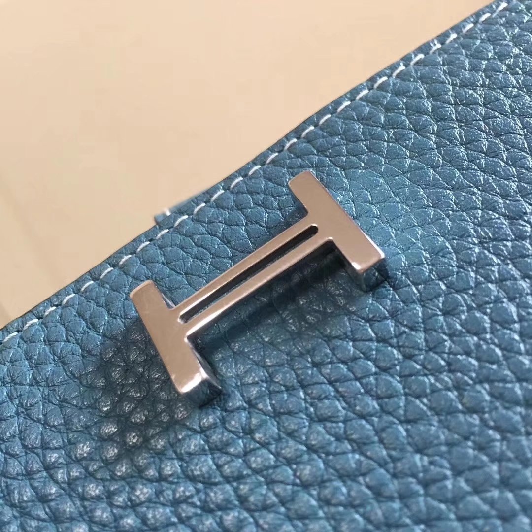 Hermes Bearn Bifold Wallet Togo Leather Blue