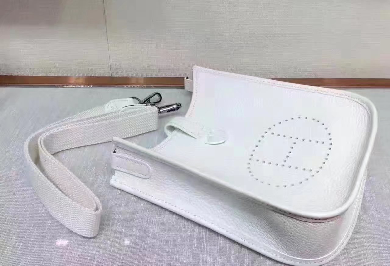 Hermes Evelyne Mini Leather Bag White