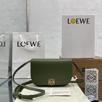 2021 Womens Replica Loewe Goya Bag in Silk Calfskin Compact Structured Box Bag Green