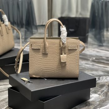 2022 New Saint Laurent 26cm Classics Sac de jour Nano in Embossed Crocodile Shiny Leather Price Online Replica