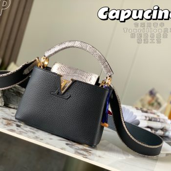 2022 New Style Louis Vuitton Capucines 21cm Black Taurillon Leather With Python