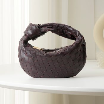 Bottega Veneta Mini Jodie Intrecciato Leather Top Handle Bag Coffee